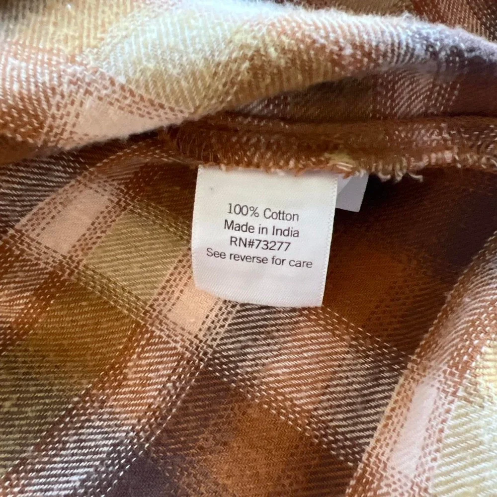 SO 100% Cotton Brown & Tan Plaid Flannel | Button-Up Shirt